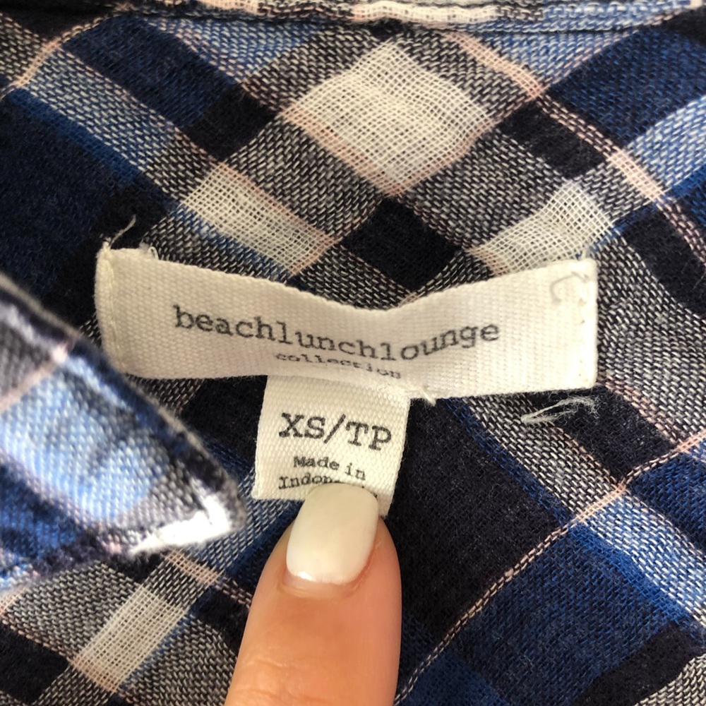Blue plaid button up - Picture 2 of 2